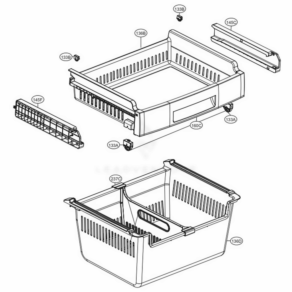 Freezer Parts Diagram and Parts List for LFNS22520D ASBCNA2 LG Refrigerator