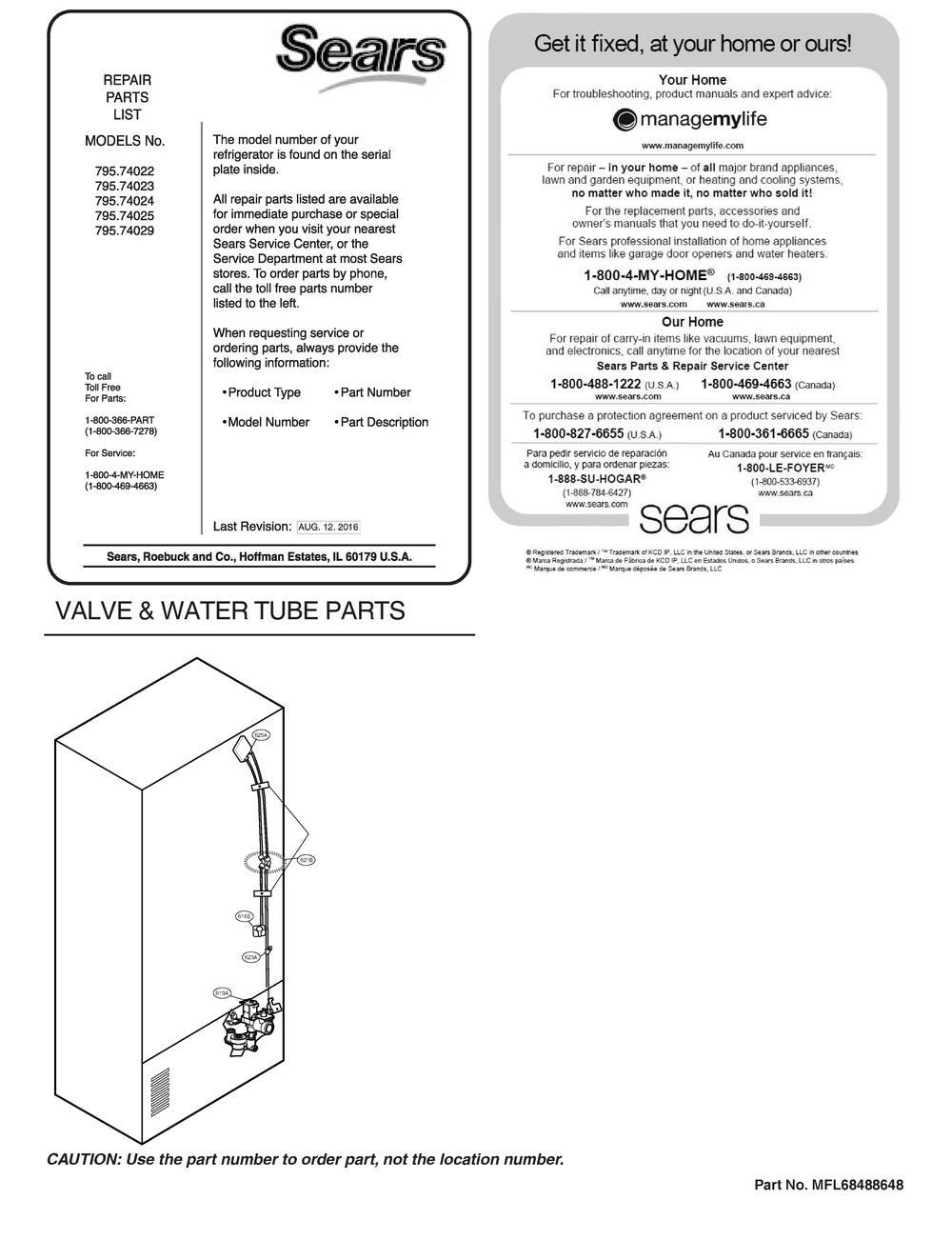 Valve And Water Tube Parts Diagram and Parts List for GR-B318LQTM ANSCSE2 LG Refrigerator