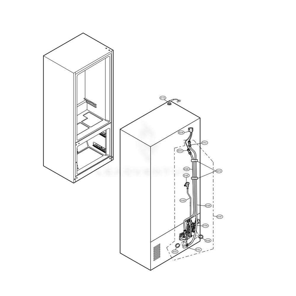 Valve And Water Tube Parts Diagram and Parts List for LRFVC2406S ASTCNA0 LG Refrigerator