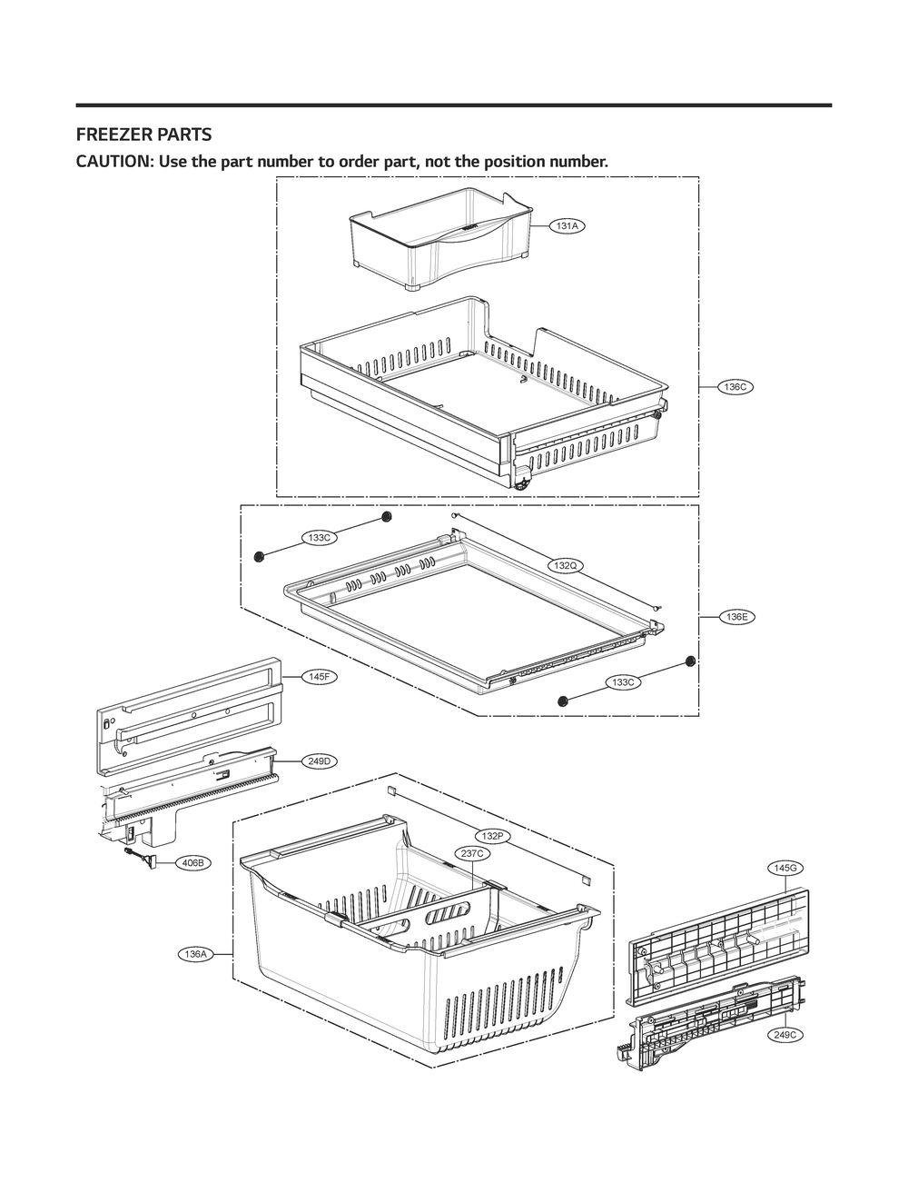 Freezer Parts Diagram and Parts List for GR-J248FSYM ASTCNA1 LG Refrigerator