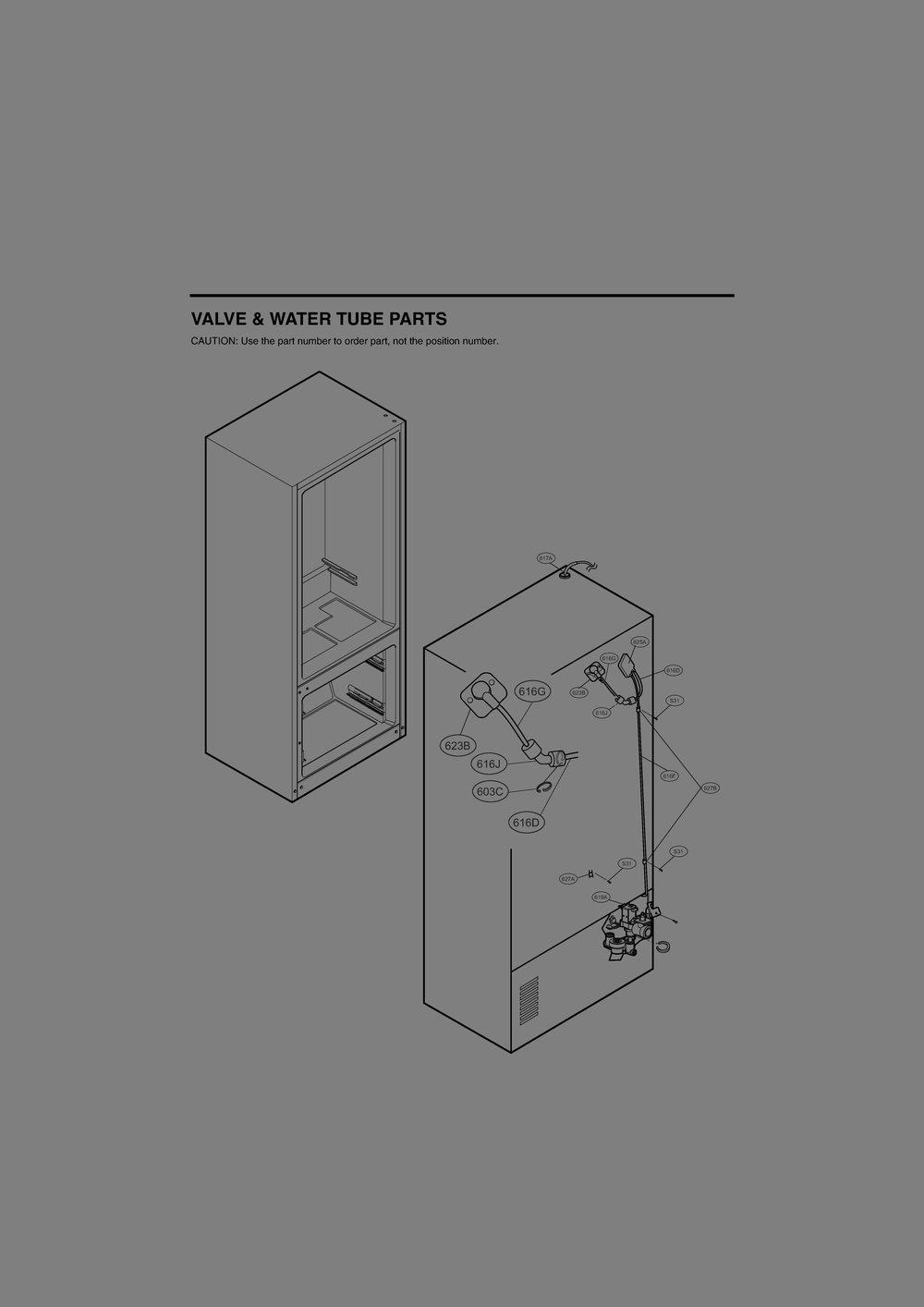 Valve And Water Tube Parts Diagram and Parts List for GR-L28ANSHP ASTCNA2 LG Refrigerator
