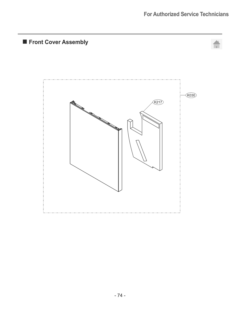 Front Cover Assembly Diagram and Parts List for LDFC2423V APZEEUS LG Dishwasher