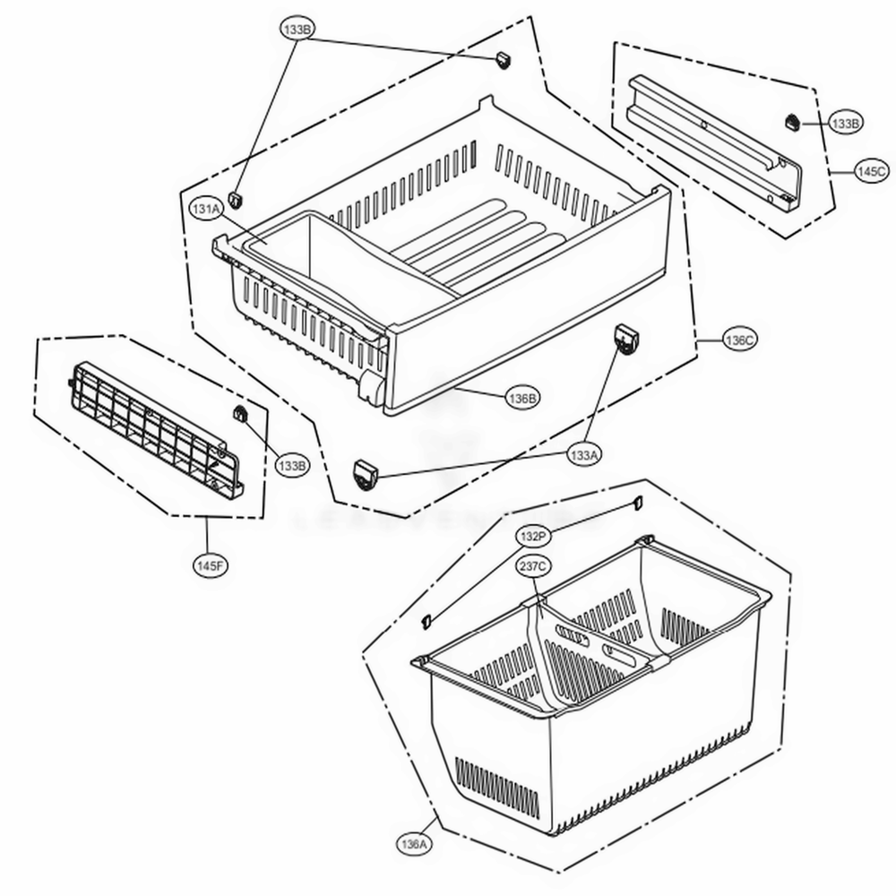 Freezer Parts Diagram and Parts List for 73055 ANSCSE1 LG Refrigerator