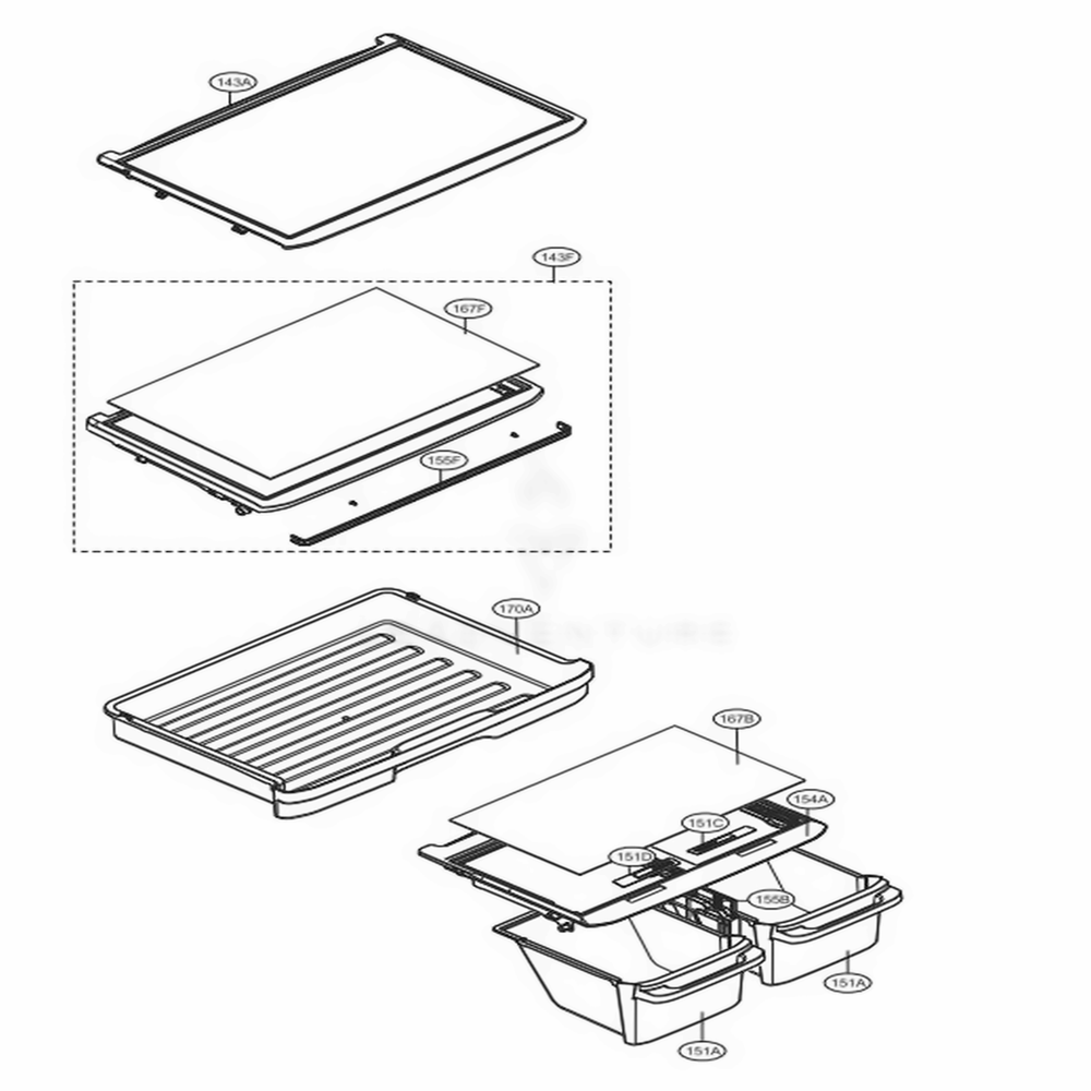 Refrigerator Parts Diagram and Parts List for LTCS20220B AWBCNA5 LG Refrigerator