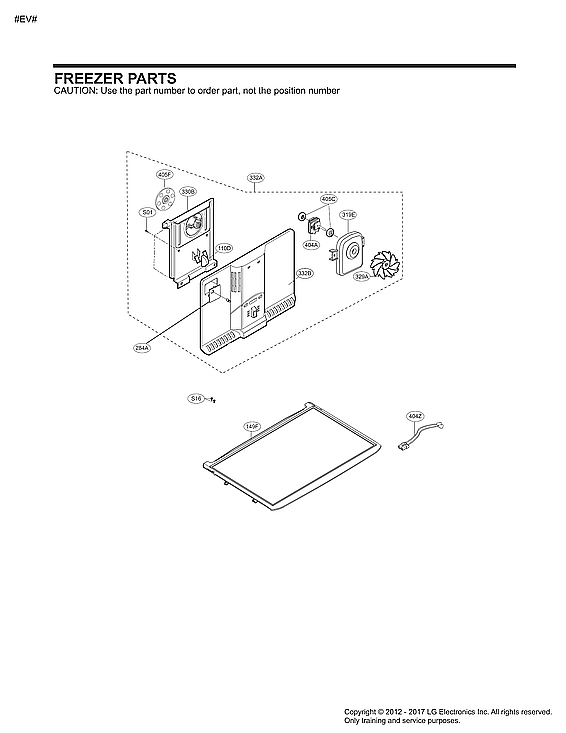 Freezer Parts Diagram and Parts List for LTCS24223S 07 LG Refrigerator