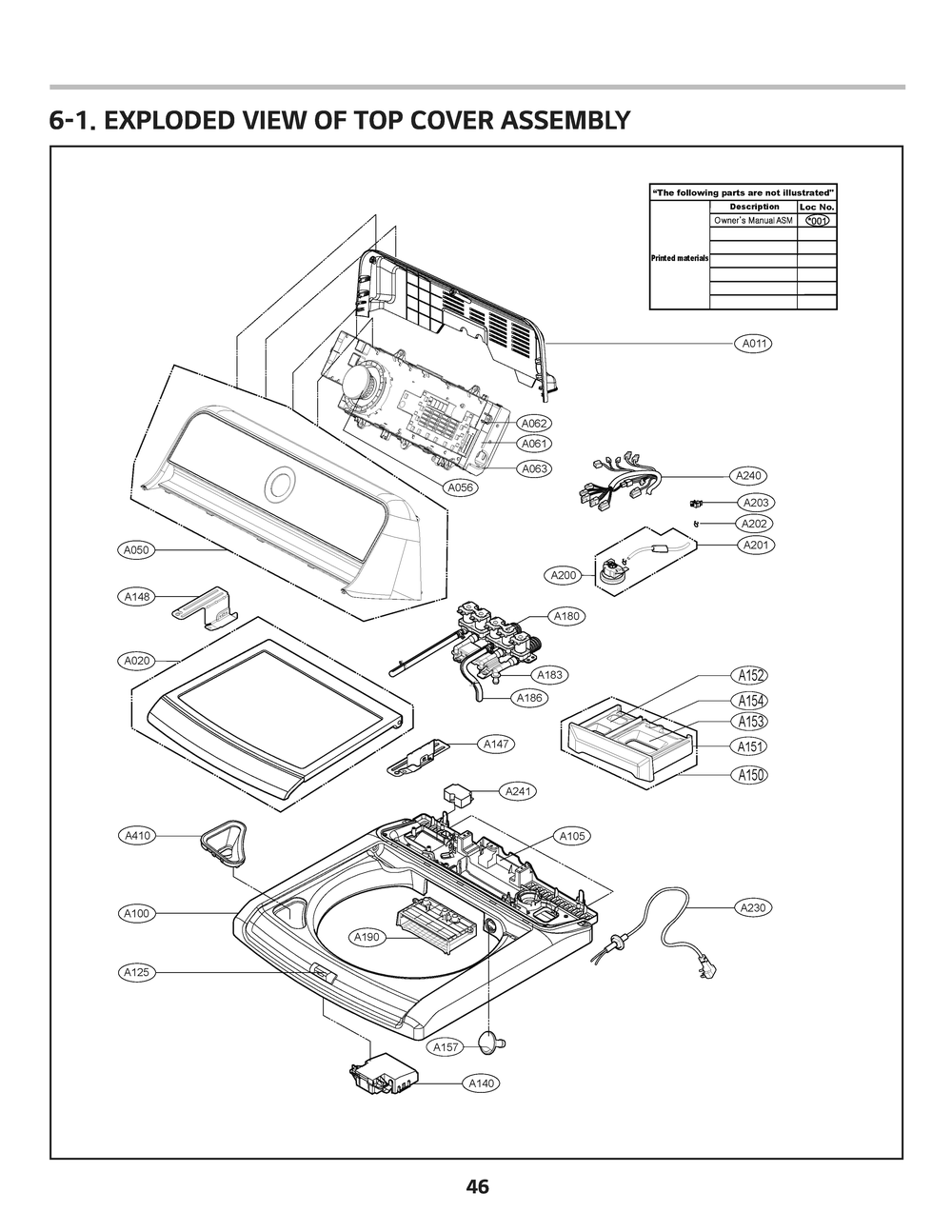 Top Cover Assembly Diagram and Parts List for T1487EGPT ABWETUS LG Washer