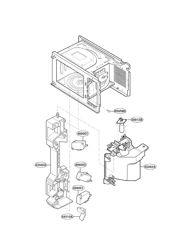 Latch Board Parts Diagram and Parts List for LTRM1240ST  LG Microwave