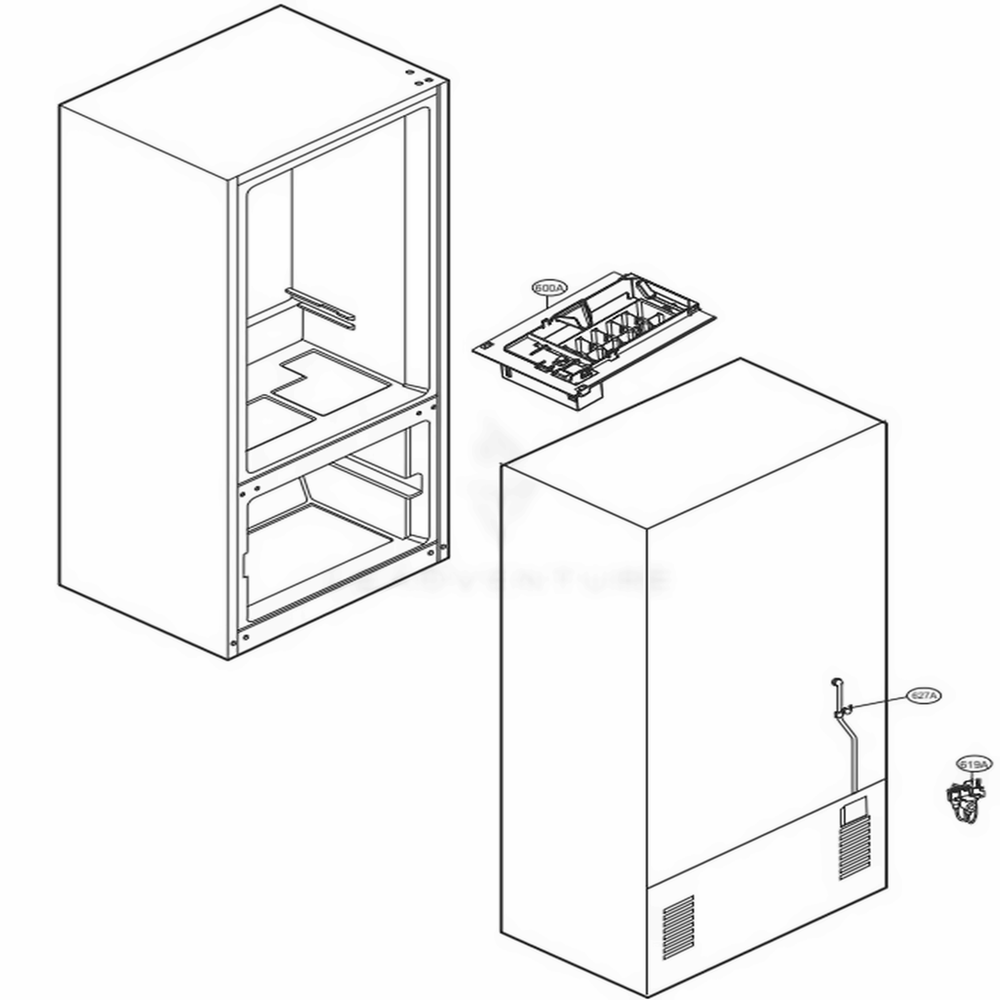 Ice Maker Parts Diagram and Parts List for LFCS22520W ASWCNA0 LG Refrigerator