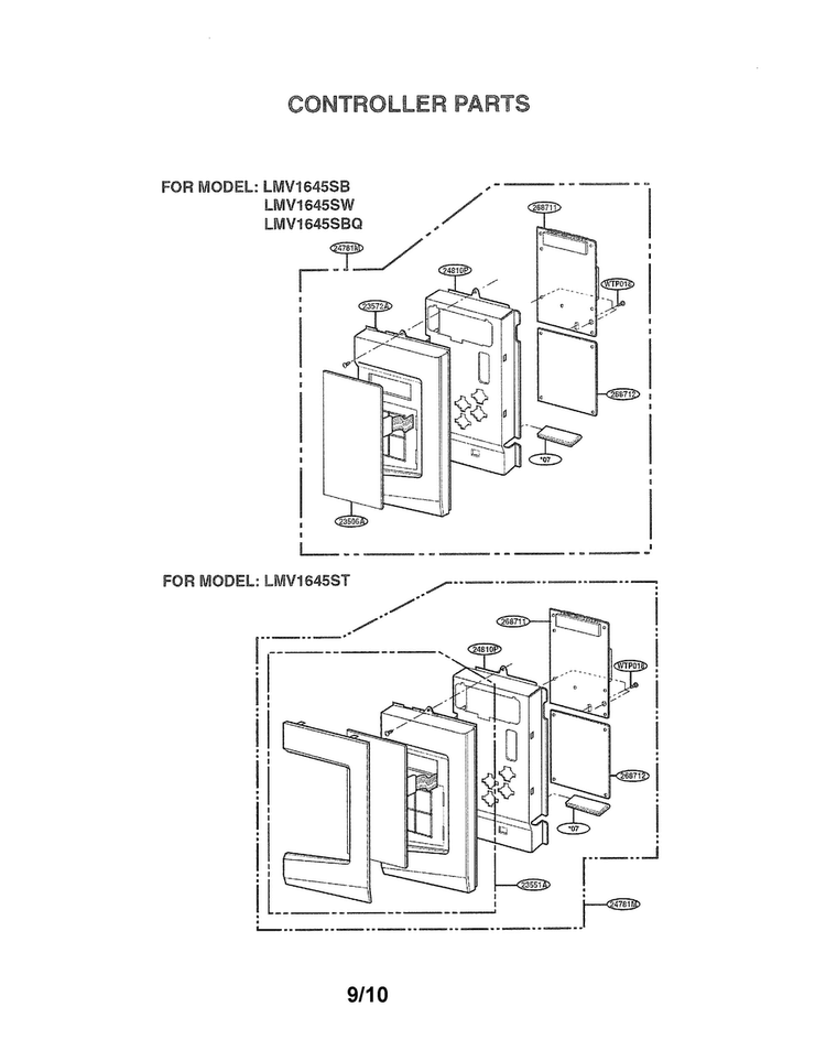 Controller Parts Diagram and Parts List for LMV1645SB01  LG Microwave