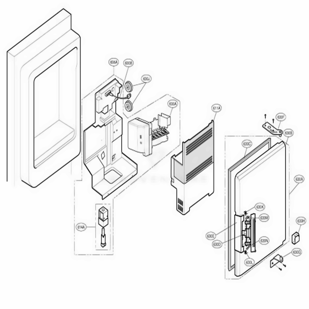 Ice Maker And Ice Bank Parts Diagram and Parts List for 78739 AWBCSER LG Refrigerator