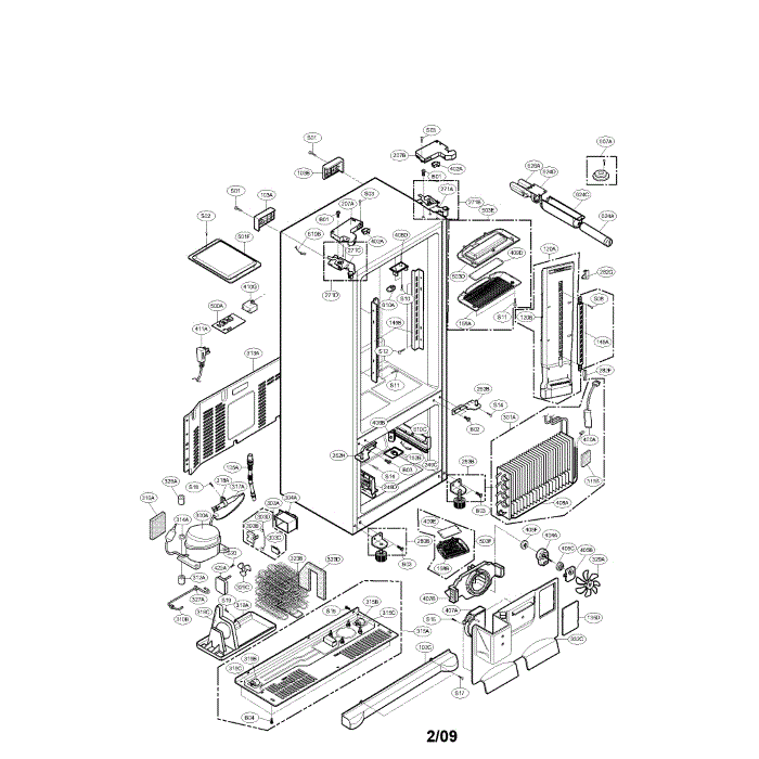 Case Diagram and Parts List for LFX25971ST 00 LG Refrigerator
