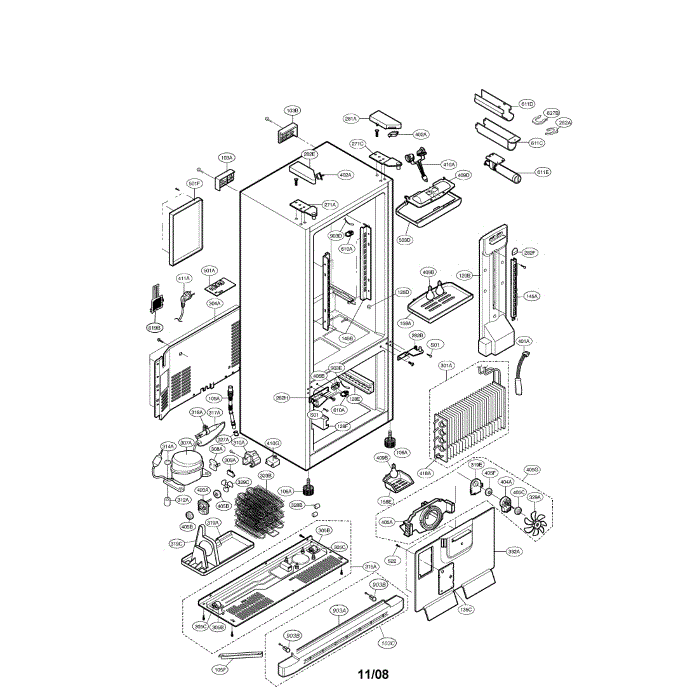 Case Diagram and Parts List for LFD22860SB 00 LG Refrigerator