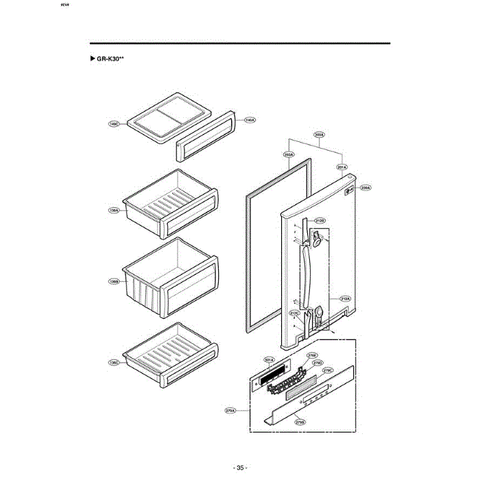 Section 2 Diagram and Parts List for GR-K30PS ALSCAST LG Refrigerator