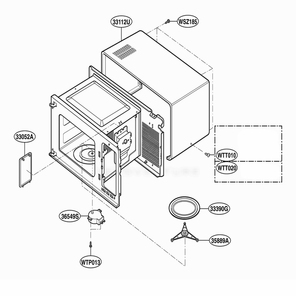 Oven Cavity Parts Diagram and Parts List for KCMS1555RWH CWHEKAD LG Wall Oven