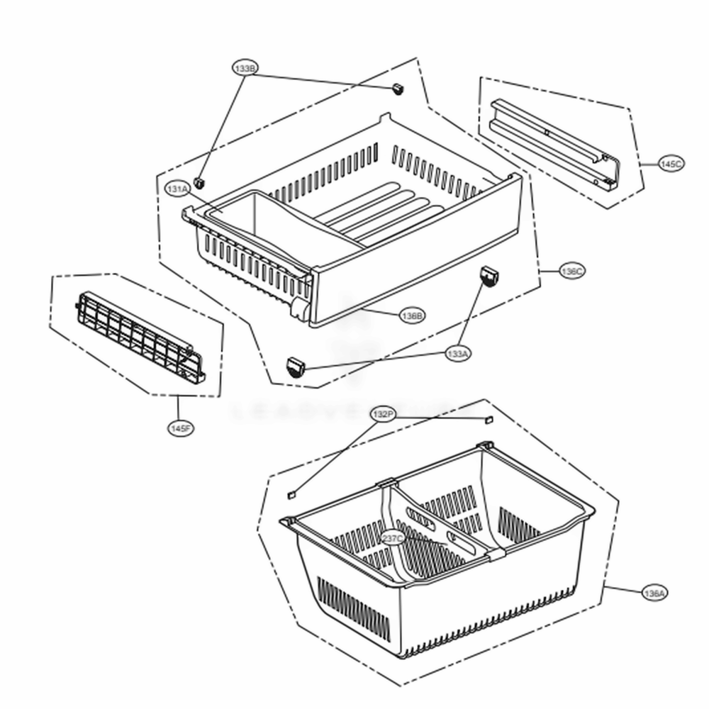 Freezer Parts Diagram and Parts List for LFXS26566S ASTCNA0 LG Refrigerator