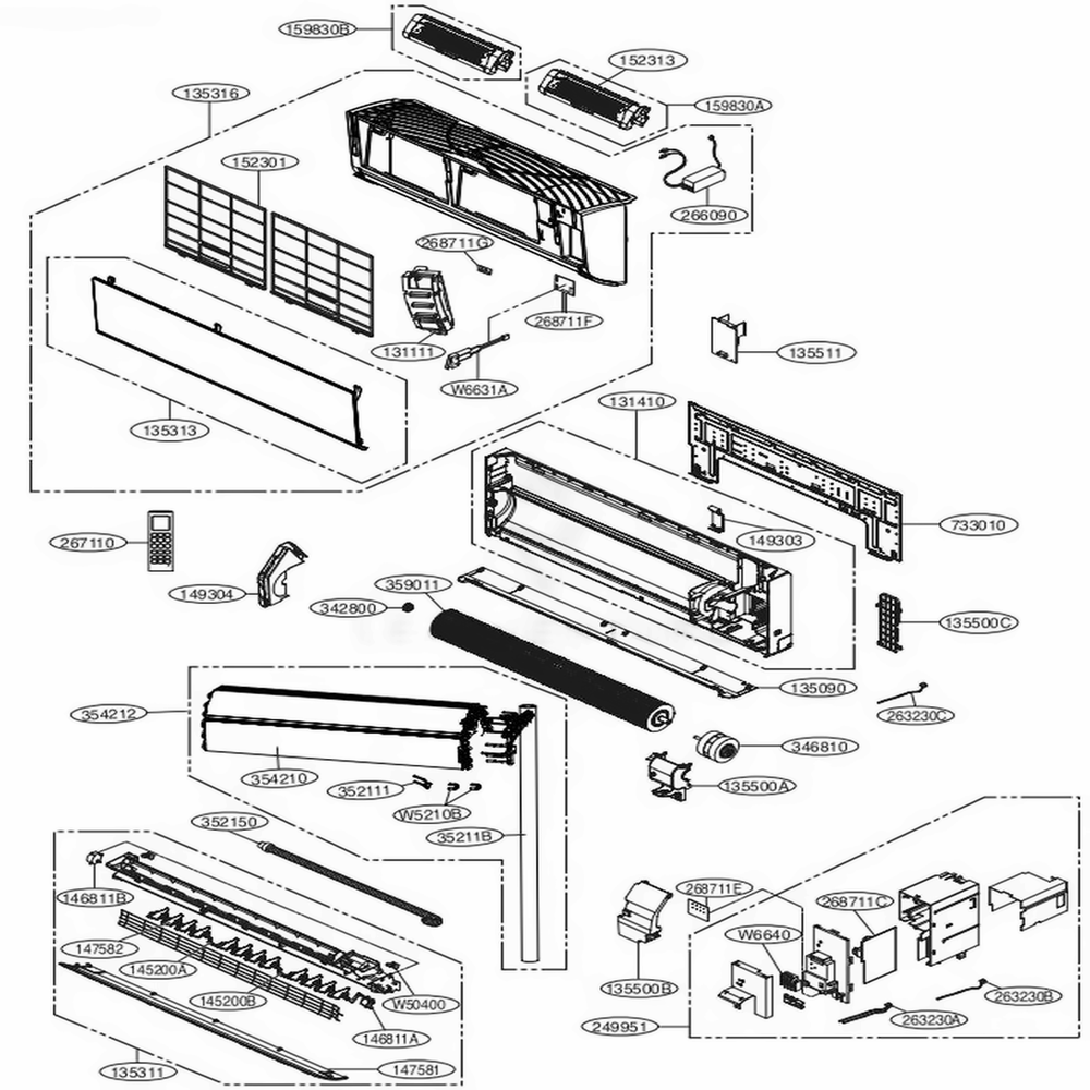 Indoor Unit Diagram and Parts List for LAN180HSV AMRBEUS LG Air Conditioner