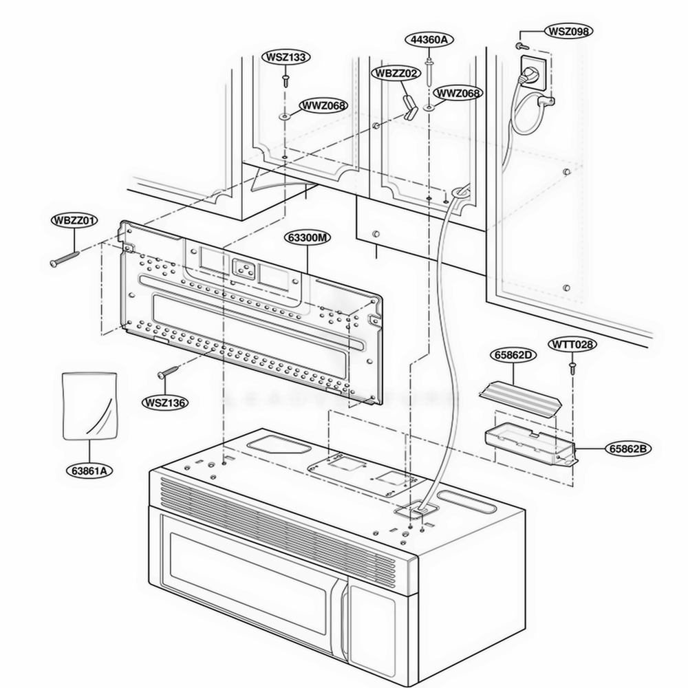 Installation Parts Diagram and Parts List for MH6150XHQ WHEWRP LG Range