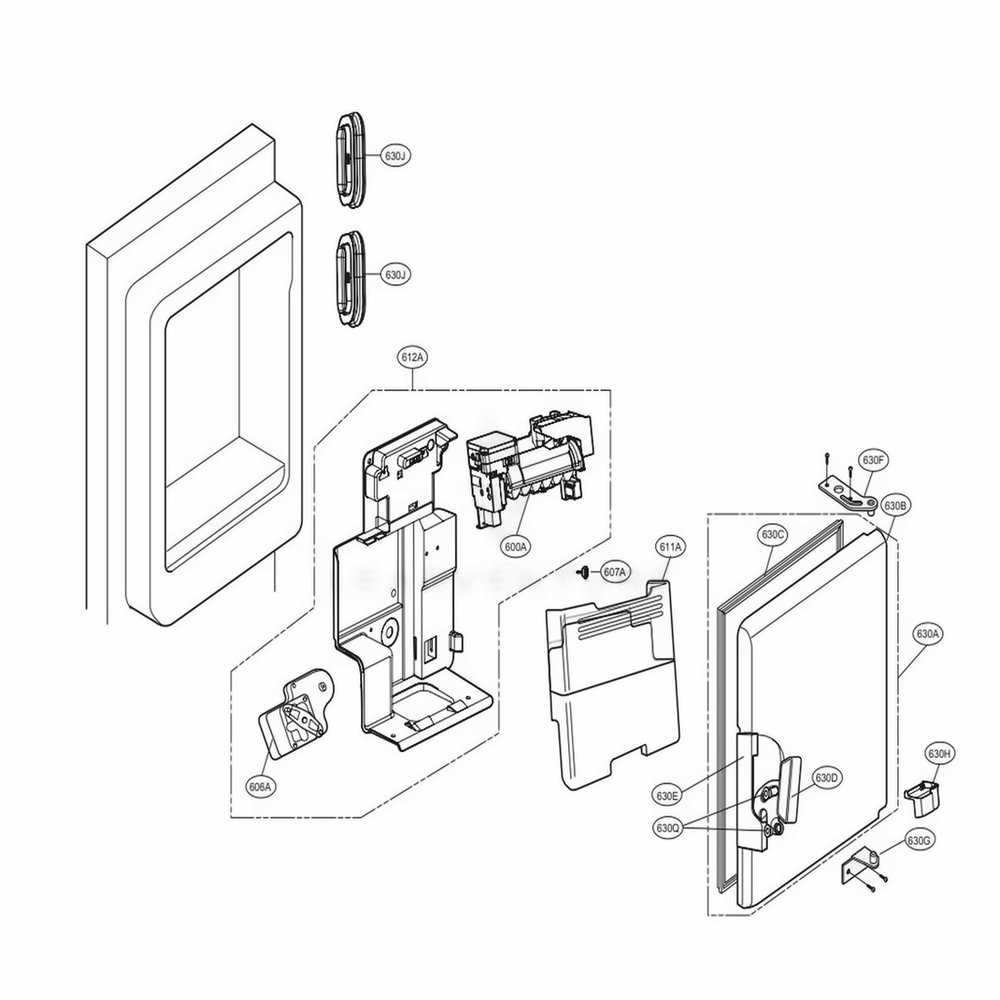 Ice Maker And Ice Bin Parts Diagram and Parts List for LMXS30786S ASTCNA0 LG Refrigerator