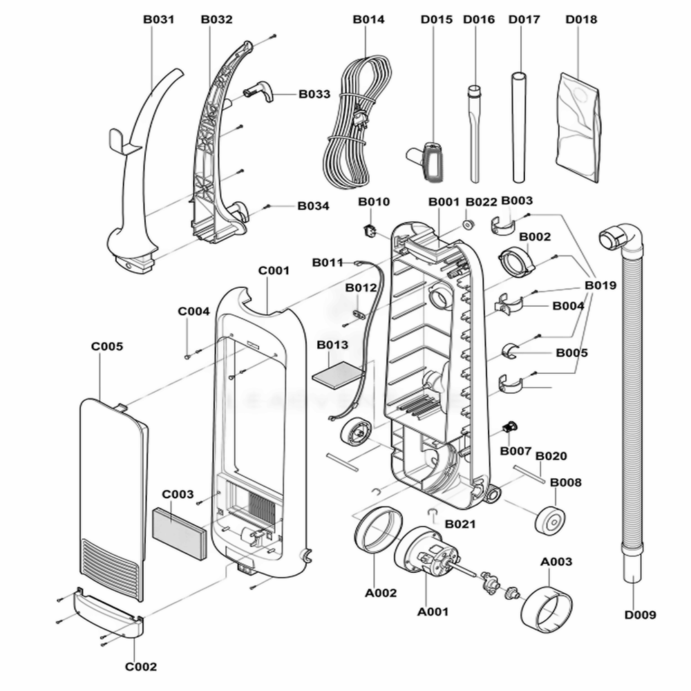 Main 1 Diagram and Parts List for 35078 ARUESRS LG Canister Vacuum