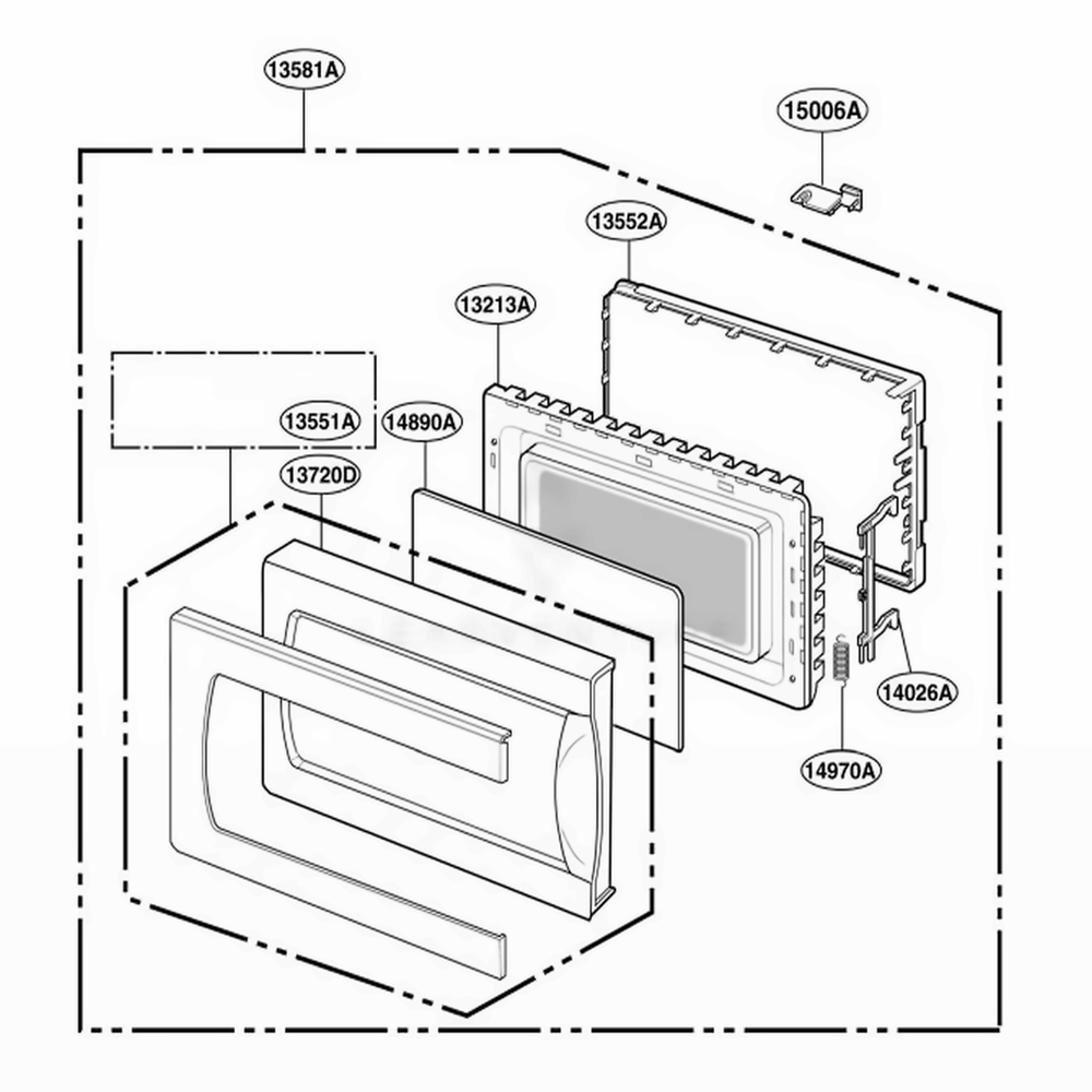 Door Parts Diagram and Parts List for LMH1017CVW AW1ELGA LG Range
