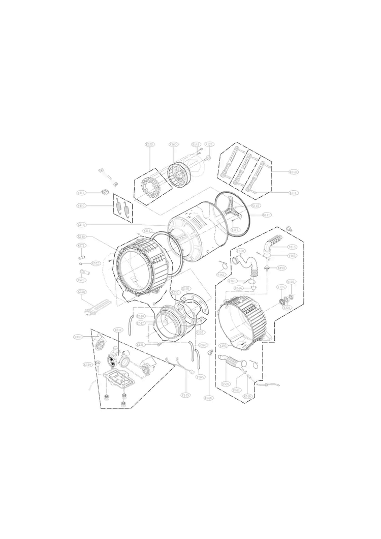 Drum And Tub Parts Diagram and Parts List for WM4270HWA 00 LG Washer