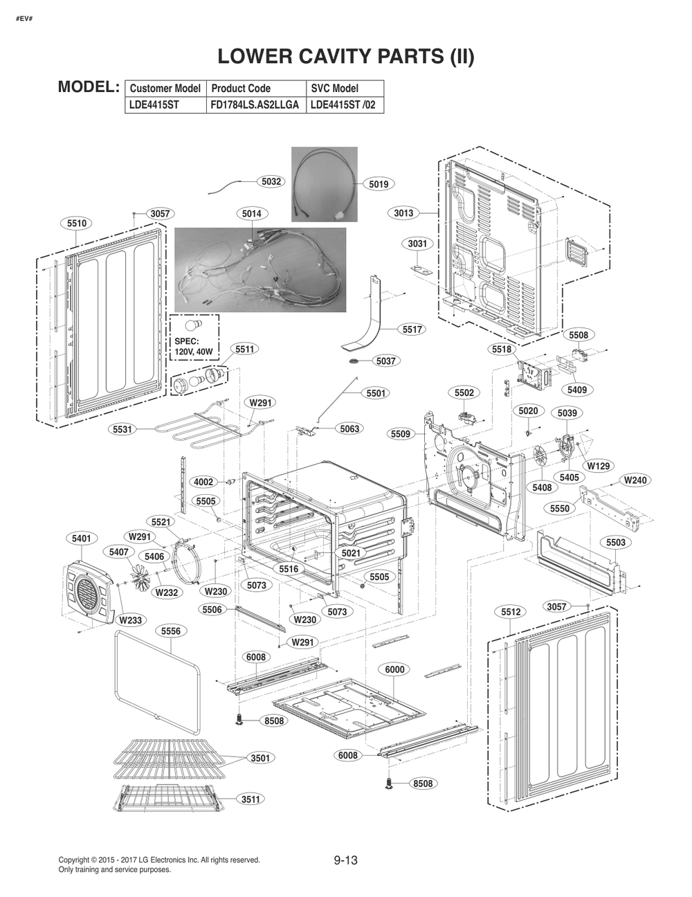 Lower Cavity Parts 2 Diagram and Parts List for FD1784LS AS2LLGA LG Range