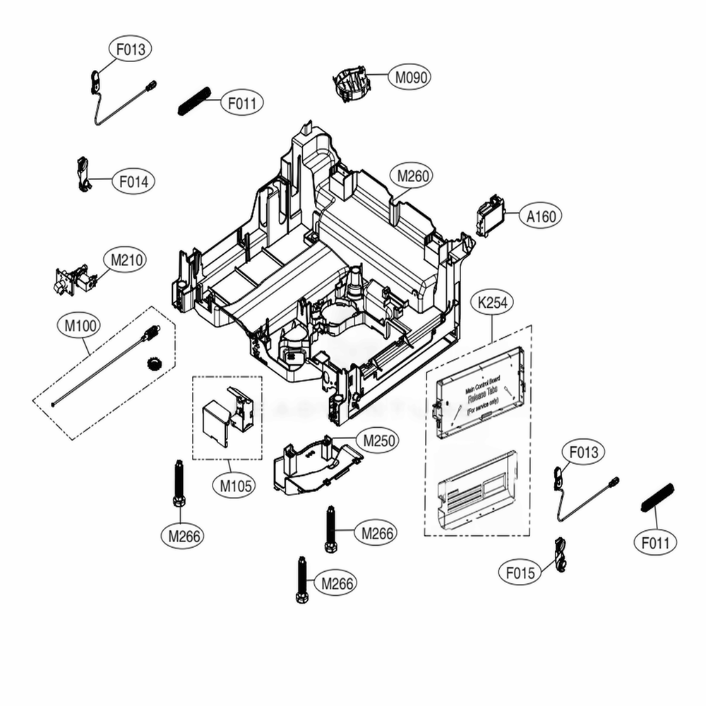 Base Assembly Diagram and Parts List for LDF5678ST ASTEEUS LG Dishwasher