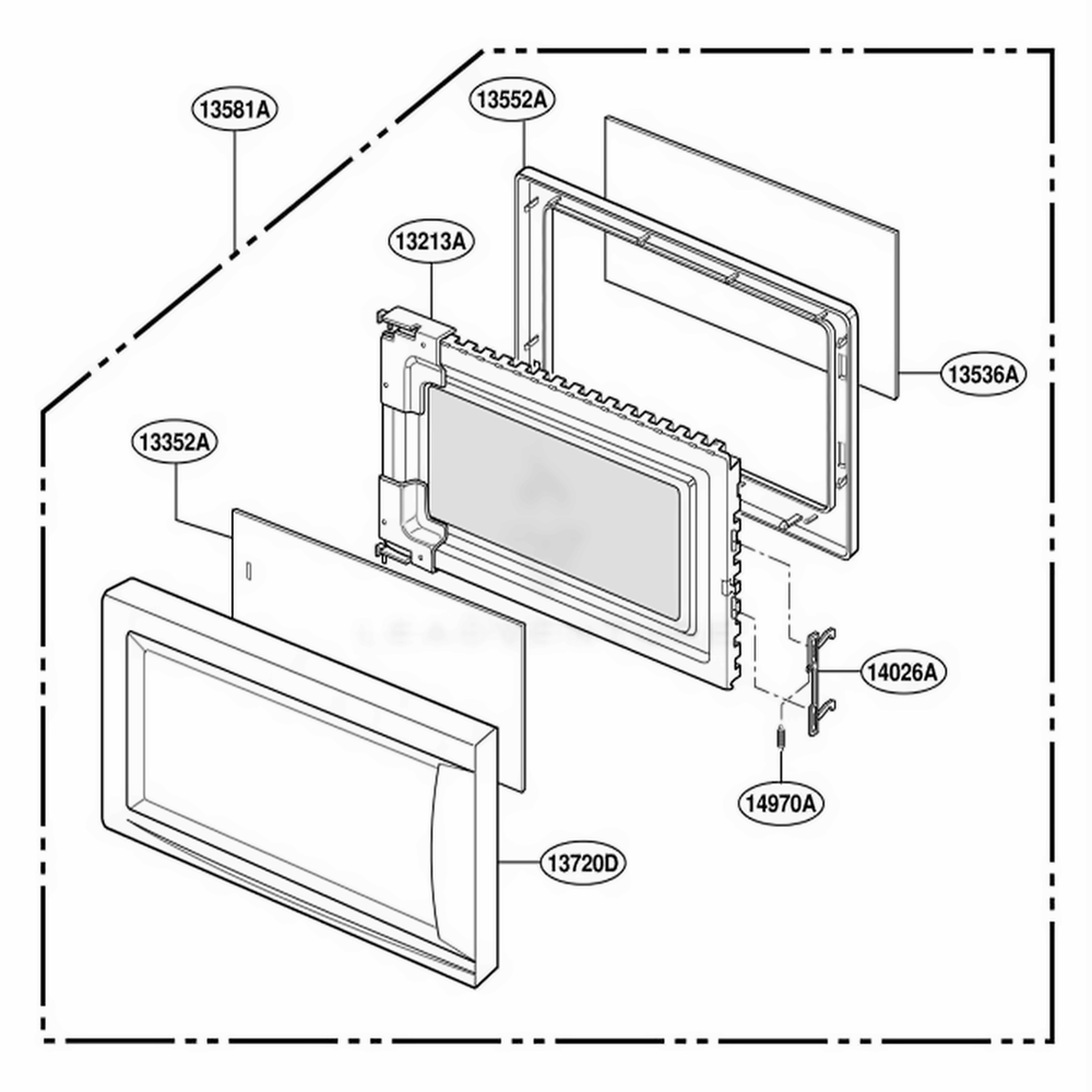 Door Parts Diagram and Parts List for CDMW07S KSLEDOM LG Range