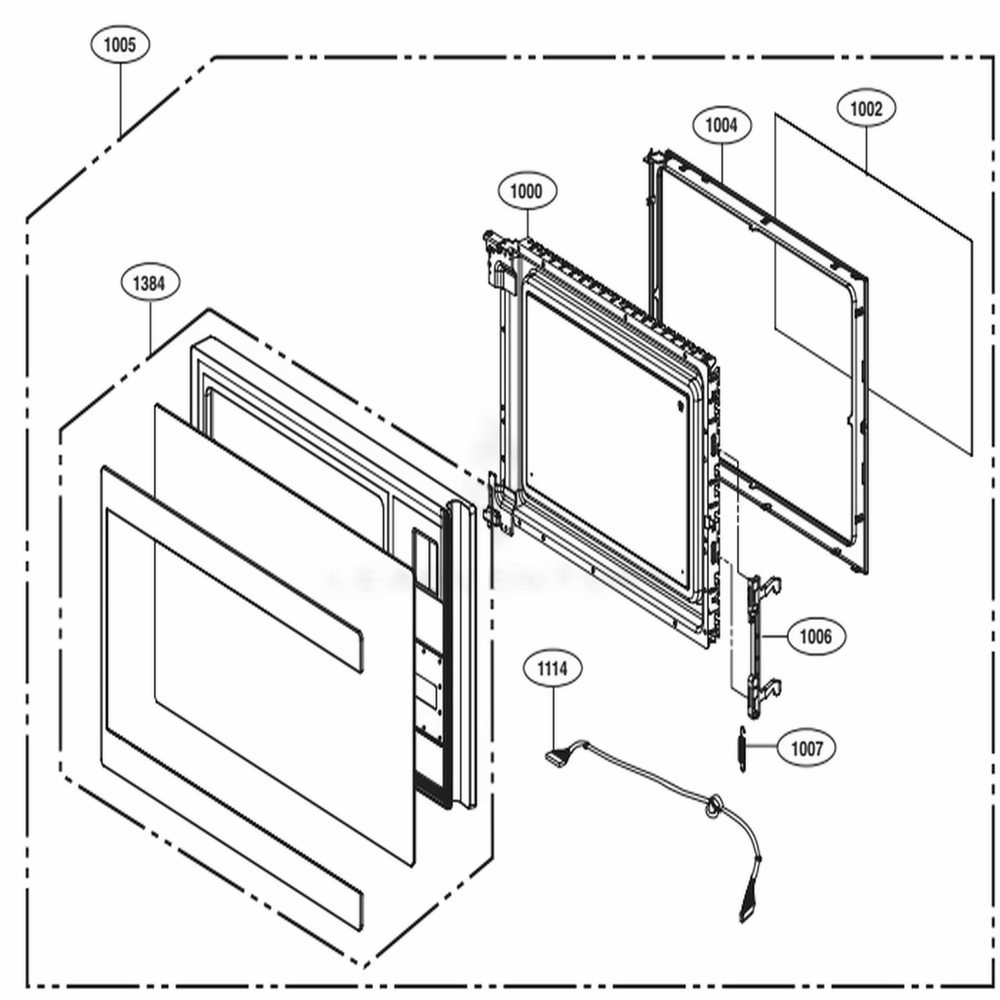 Door Parts Diagram and Parts List for LMC1575BD CB5EBBY LG Microwave