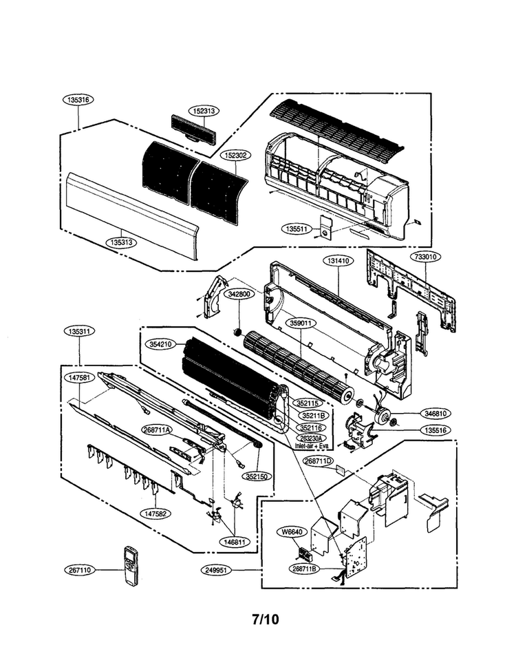 Indoor Unit Diagram and Parts List for LS240CE  LG Air Conditioner
