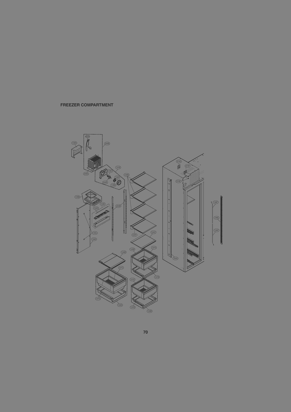 Freezer Compartment Diagram and Parts List for GR-L276SSDM ASTCNA0 LG Refrigerator