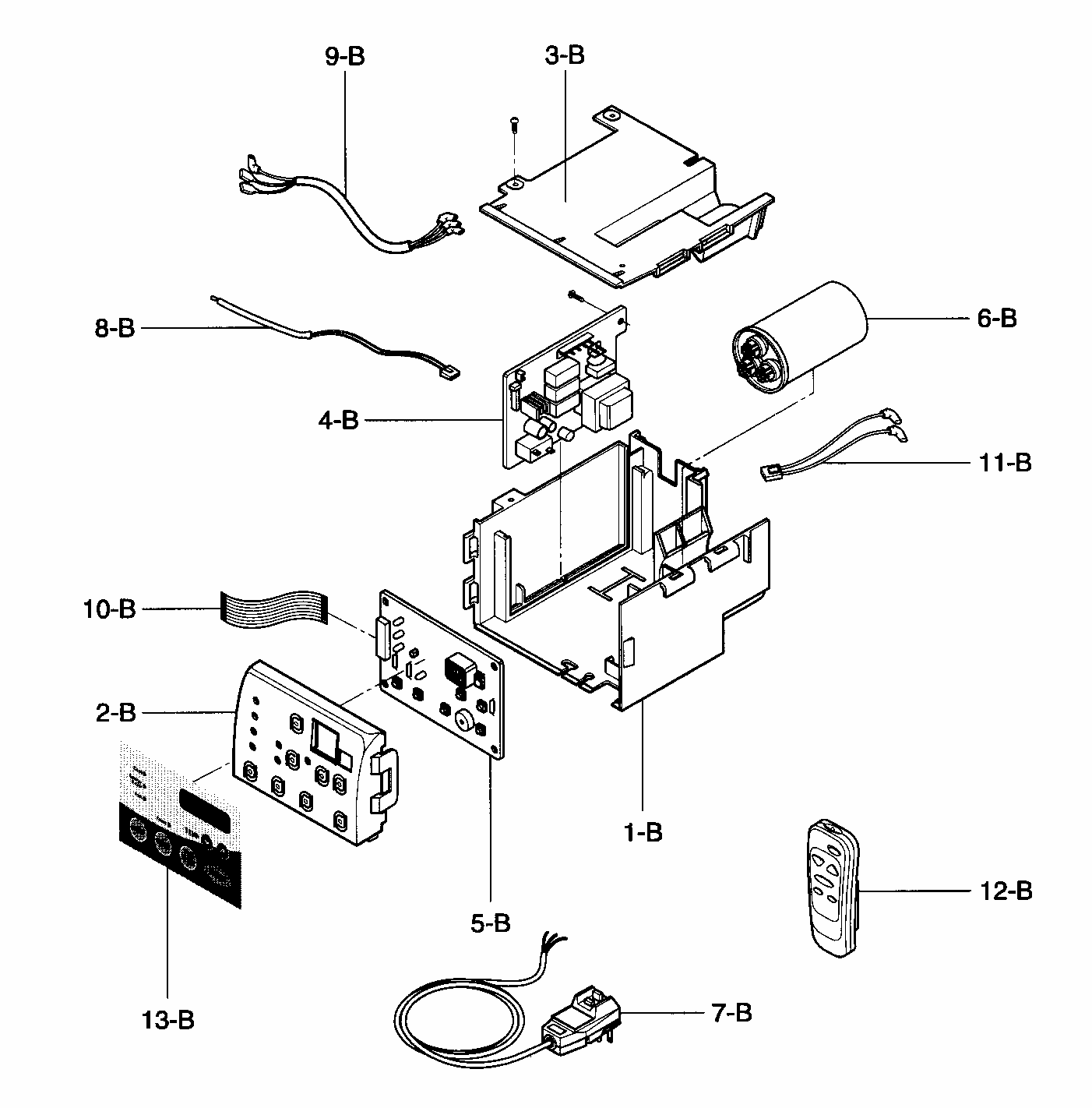 Control Box Assy Diagram and Parts List for 58075251700  Kenmore Air Conditioner