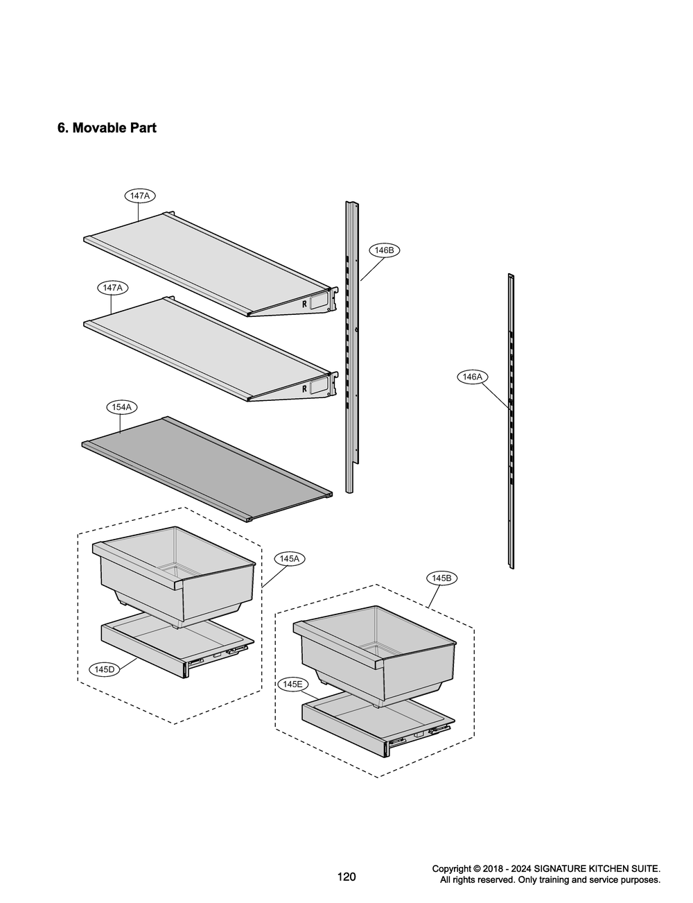 Movable Part Diagram and Parts List for GR-617AGPPM ASWCNA0 LG Refrigerator