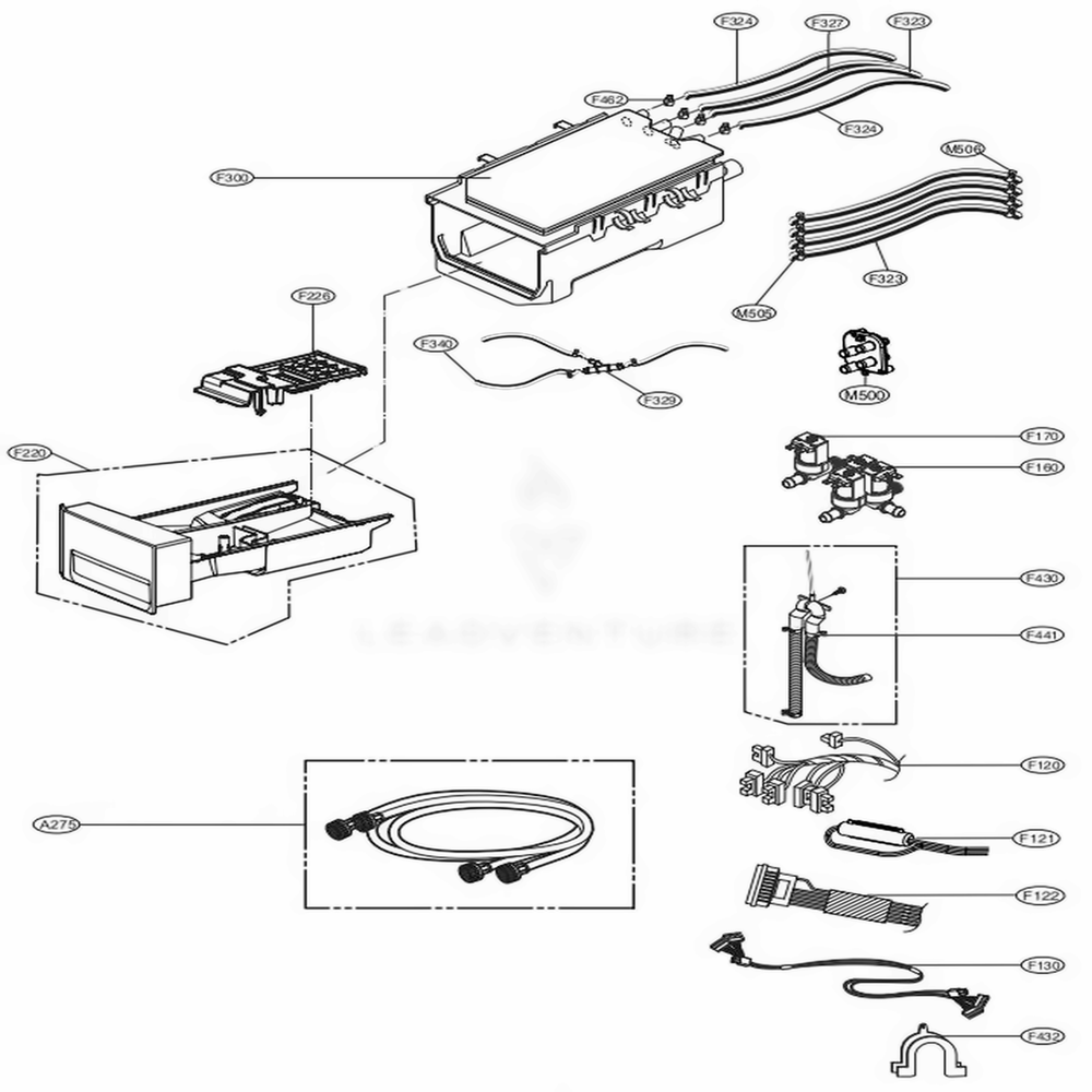 Dispenser Assembly Diagram and Parts List for GCWW1069CD7 ASSEELC LG Washer