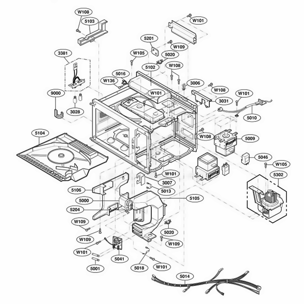 Interior Part Diagram and Parts List for RFS18MPS AST6AMA LG Range