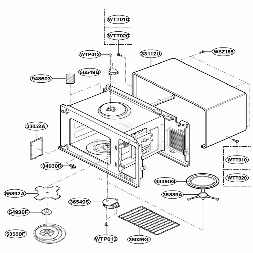 Oven Cavity Parts Diagram and Parts List for KCMS185JSS AS1EKAD LG Wall Oven
