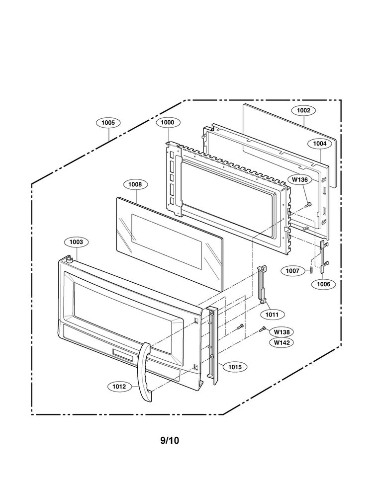 Door Parts Diagram and Parts List for LMVM1955ST  LG Microwave