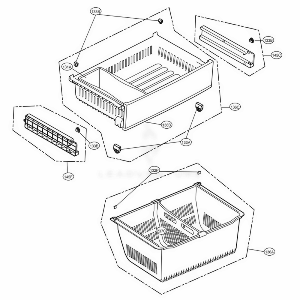 Freezer Parts Diagram and Parts List for LFC28768SB AWBCNA2 LG Refrigerator