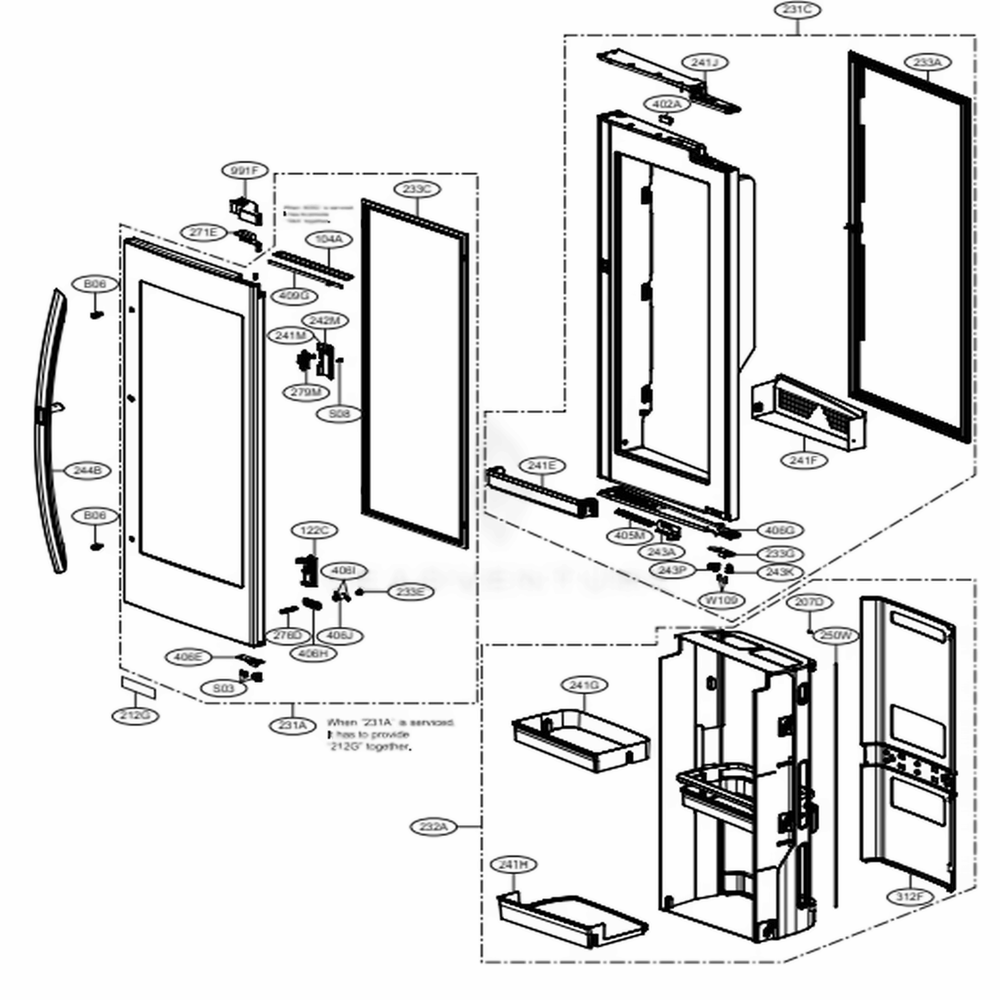 Door Parts 2 Diagram and Parts List for 75075 ASTCSE0 LG Refrigerator