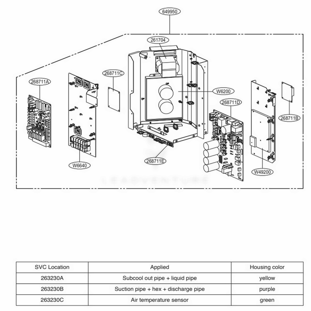 Control Box Diagram and Parts List for ARUB060GSS4 EWGBLUS LG Air Conditioner