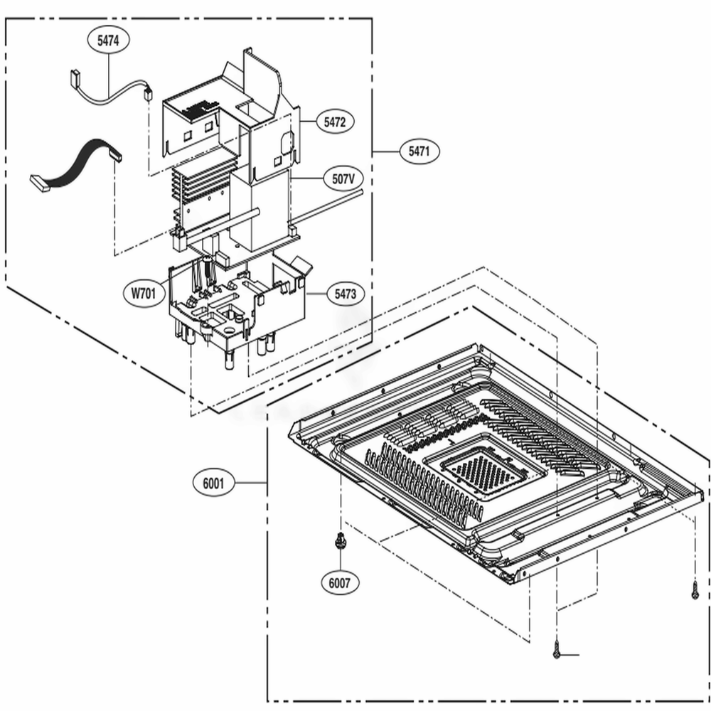 Base Plate Parts Diagram and Parts List for LMC2075BD CBDELNA LG Microwave