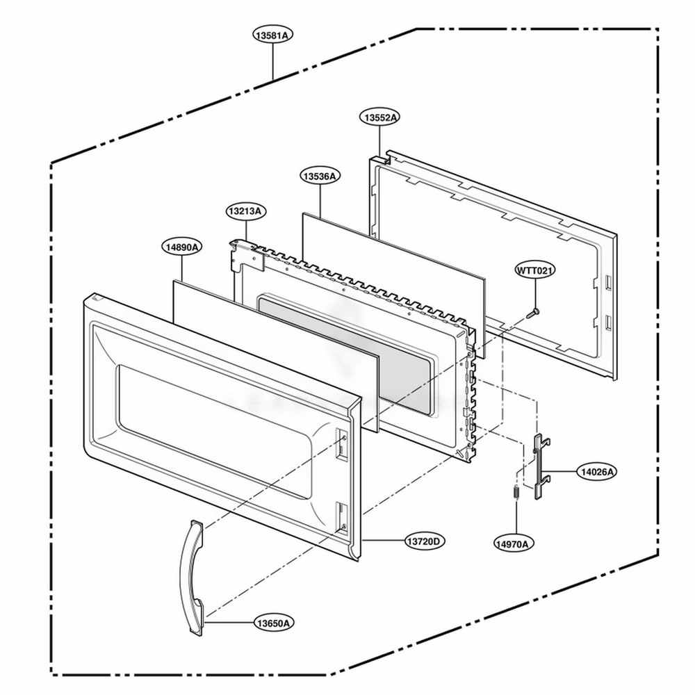 Door Parts Diagram and Parts List for YMH7130XEB0 BKEWPC LG Range
