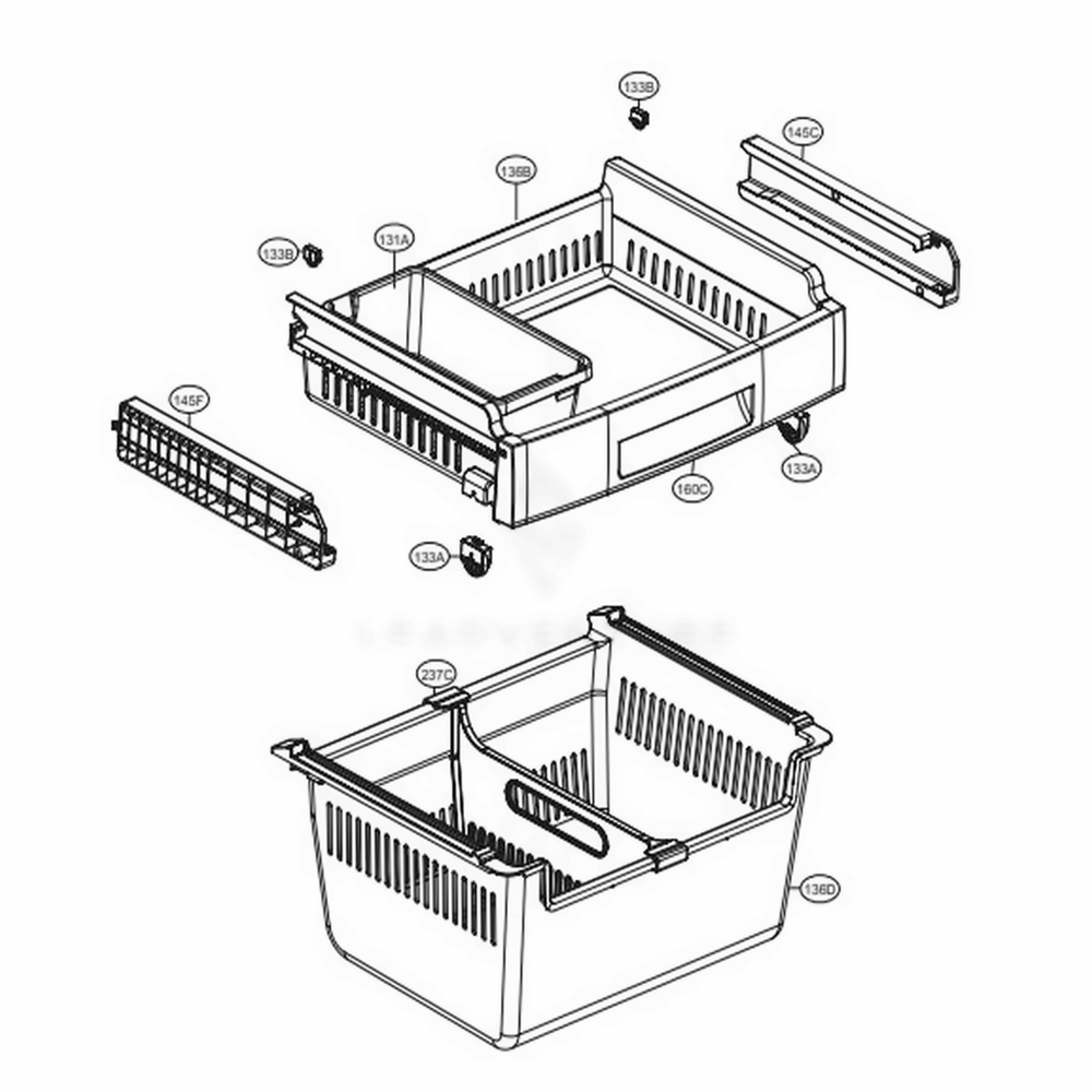 Freezer Parts Diagram and Parts List for LDC24370ST ASTCNA1 LG Refrigerator