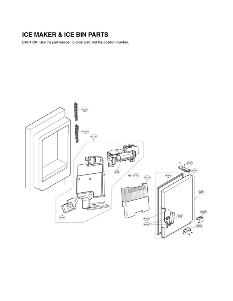 Ice Maker And Ice Bin Parts Diagram and Parts List for LFX28968SB 03 LG Refrigerator