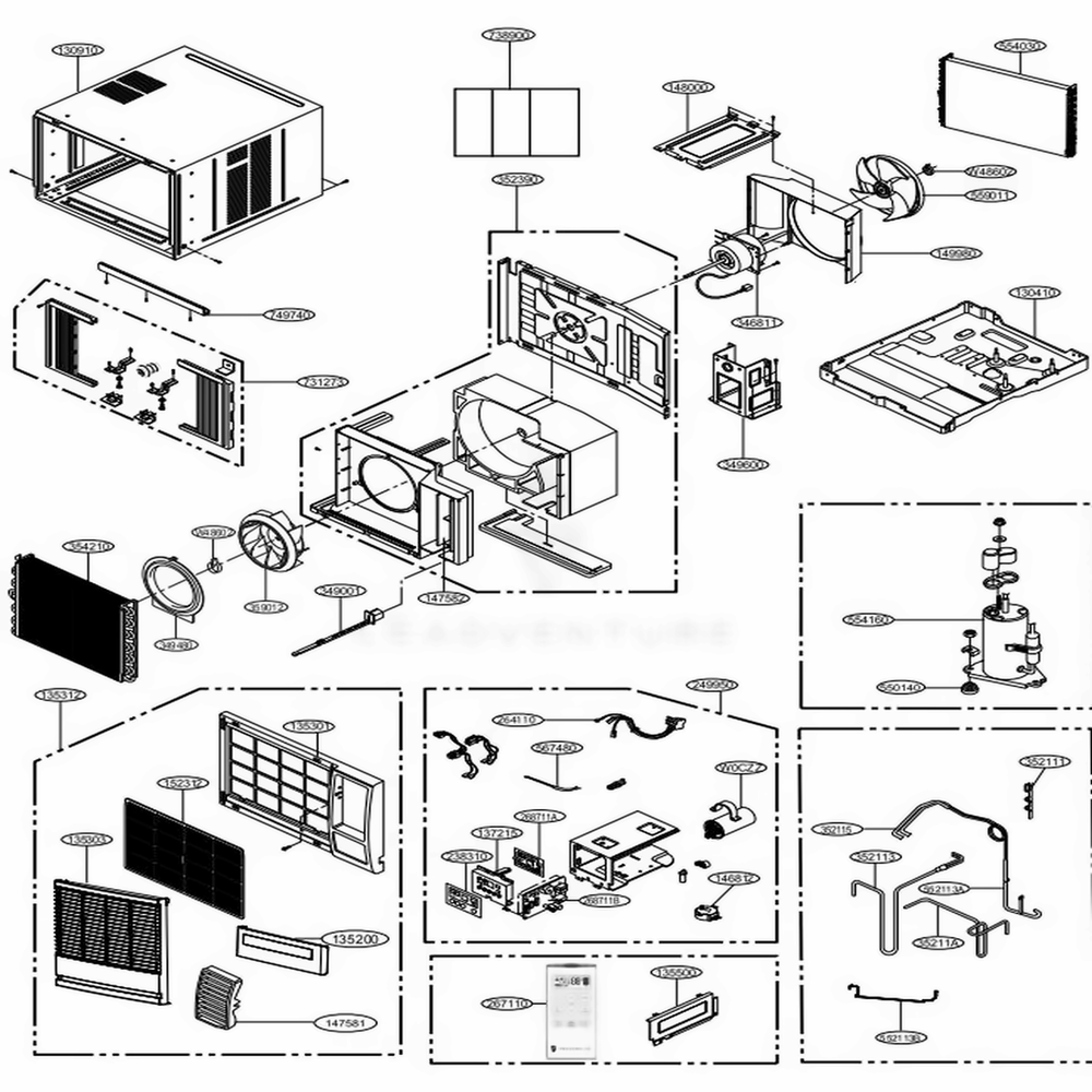 Main Diagram and Parts List for CP18G30B AT3AFRD LG Air Conditioner