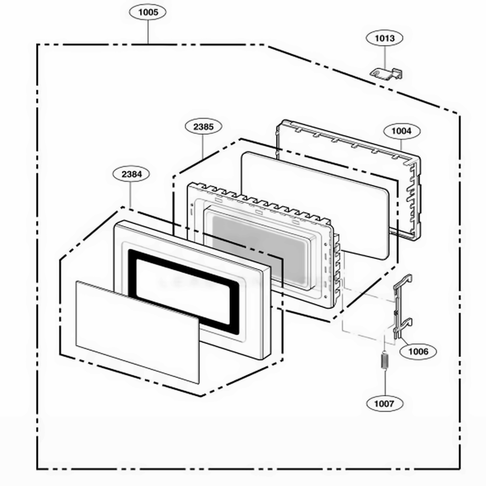 Door Parts Diagram and Parts List for LD10MPS ASTEAMA LG Range