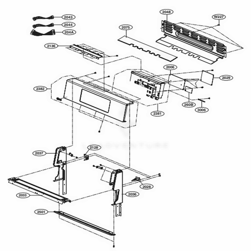 Controller Parts Diagram and Parts List for LRG3194BM FBMELGA LG Range
