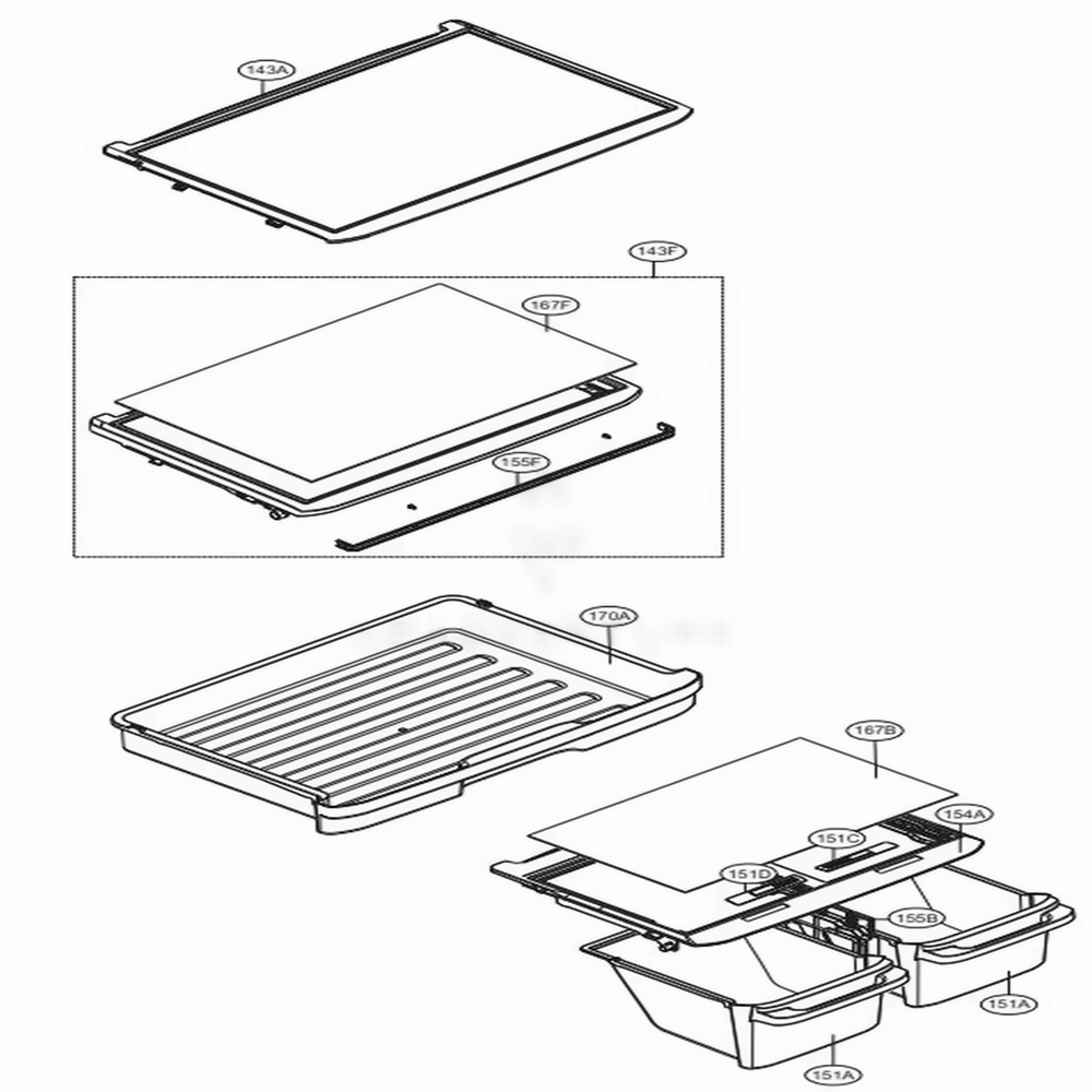 Refrigerator Parts Diagram and Parts List for 79439 AWBCSE3 LG Refrigerator
