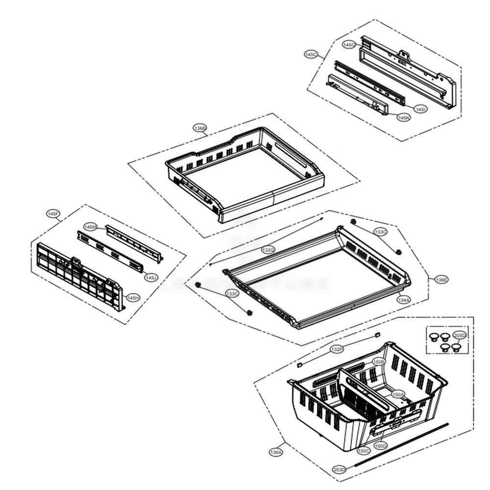 Freezer Parts Diagram and Parts List for LMXS30776D ASBCNA1 LG Refrigerator