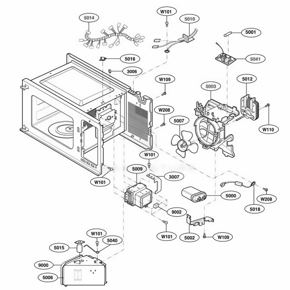 Interior Parts 2 Diagram and Parts List for 62252 CWHESEA LG Wall Oven